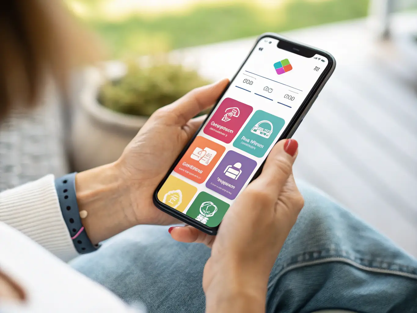 A mobile app interface on a smartphone, demonstrating a user-friendly design with clear navigation and engaging features.